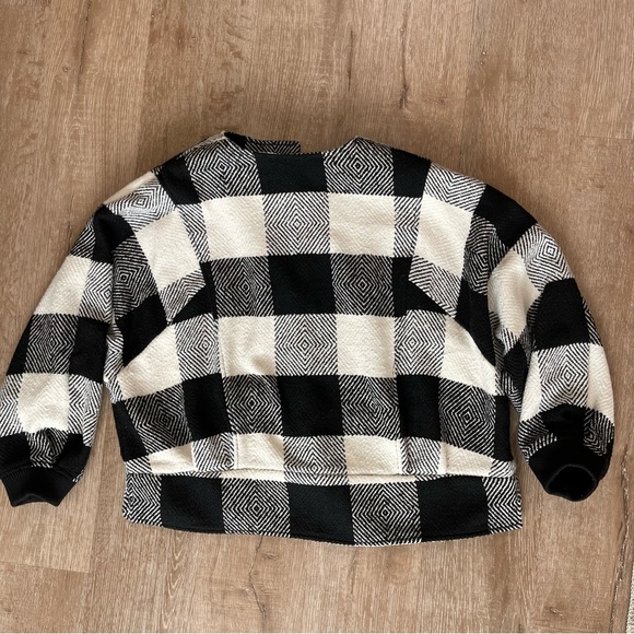 Caslon Vintage Black and Cream Buffalo Check Open Front Double Weave Jacket 2X - Picture 8 of 8